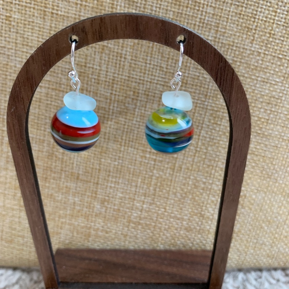 RECYCLED SURFBOARD Earrings - Eco-Friendly Ocean Jewelry** 🏄‍♀️ NWT - Picture 8 of 10